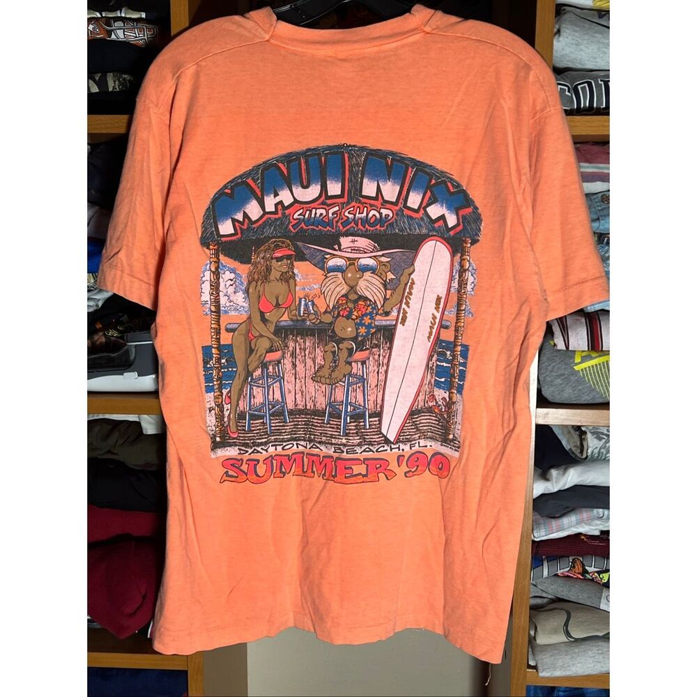 Vintage Maui Nix Surf Shop Summer 1990 Single Stitch Tee Large